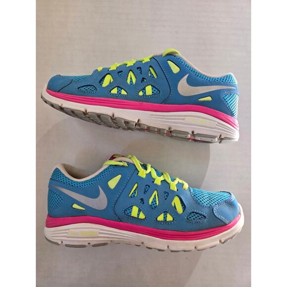 Nike Dual Fusion Run 2 Vivid Blue/Metallic Silver-Volt 599793-401 4Y - Picture 1 of 7